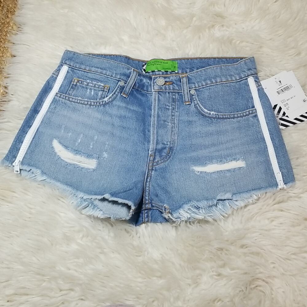 NWT Free People + Sandrine Rose Cut off White Side Zipper Shorts Size 26 RARE